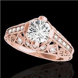 1.25 CTW H-SI/I Certified Diamond Solitaire Antique Ring 10K Rose Gold - REF-207X3T - 34685