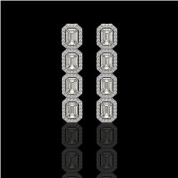 5.33 CTW Emerald Cut Diamond Designer Earrings 18K White Gold - REF-1125N6Y - 42665