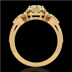 1.01 CTW VS/SI Diamond Solitaire Art Deco 3 Stone Ring 18K Yellow Gold - REF-200M2H - 36883