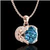 Image 4 : 1.13 CTW Fancy Intense Blue Diamond Solitaire Art Deco Necklace 18K Rose Gold - REF-123N6Y - 37426