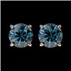 Image 1 : 1.55 CTW Certified Intense Blue SI Diamond Solitaire Stud Earrings 10K Rose Gold - REF-127H5A - 3661