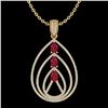 Image 2 : 2 CTW Ruby & Micro Pave VS/SI Diamond Designer Necklace 18K Yellow Gold - REF-133N3Y - 22470