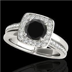 1.33 CTW Certified VS Black Diamond Solitaire Halo Ring 10K White Gold - REF-70Y2K - 34153