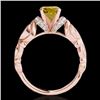 Image 2 : 1.2 CTW Certified Si Intense Yellow Diamond Solitaire Antique Ring 10K Rose Gold - REF-200A2X - 3468