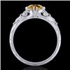 Image 4 : 1 CTW Intense Fancy Yellow Diamond Engagement Art Deco Ring 18K White Gold - REF-204H5A - 37532