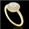 Image 2 : 1 CTW Micro Pave VS/SI Diamond Solitaire Ring Double Halo 18K Yellow Gold - REF-153X6T - 21615