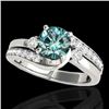 Image 1 : 2 CTW Si Certified Fancy Blue Diamond Bypass Solitaire Ring 10K White Gold - REF-272H8A - 35103