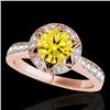Image 1 : 1.5 CTW Certified Si/I Fancy Intense Yellow Diamond Solitaire Halo Ring 10K Rose Gold - REF-180M2H -