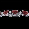 Image 1 : 15 CTW Garnet & VS/SI Diamond Eternity Bracelet 10K White Gold - REF-74M2H - 21451