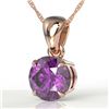 Image 1 : 2 CTW Amethyst Designer Inspired Solitaire Necklace 14K Rose Gold - REF-24X8T - 22008