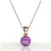 Image 2 : 2 CTW Amethyst Designer Inspired Solitaire Necklace 14K Rose Gold - REF-24X8T - 22008