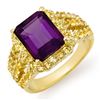 4.0 CTW Yellow Sapphire & Amethyst Ring 10K Yellow Gold - REF-51X5T - 11730