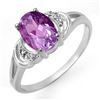 Image 1 : 1.05 CTW Amethyst & Diamond Ring 14K White Gold - REF-19X8T - 12302