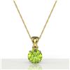 Image 2 : 2 CTW Peridot Designer Inspired Solitaire Necklace 18K Yellow Gold - REF-27X8T - 22034