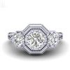 Image 2 : 1.05 CTW VS/SI Diamond Solitaire Art Deco 3 Stone Ring 18K White Gold - REF-200Y2K - 37100