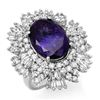 13.25 CTW Tanzanite & Diamond Ring 18K White Gold - REF-598F9N - 13426