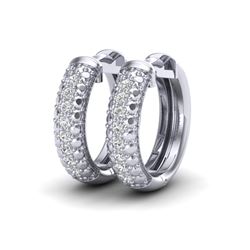 0.15 CTW Micro Pave Hoop VS/SI Diamond Earrings 10K White Gold - REF-26M2H - 22484