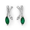 0.50 CTW Emerald & Diamond Earrings 18K White Gold - REF-27H3A - 13236