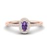 0.45 CTW Amethyst & Micro Pave VS/SI Diamond Ring Halo 14K Rose Gold - REF-31T3M - 21377