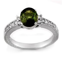 2.17 CTW Green Tourmaline & Diamond Ring 14K White Gold - REF-58K5W - 11442