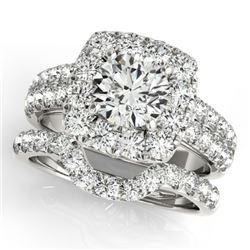 3.01 CTW Certified VS/SI Diamond 2Pc Wedding Set Solitaire Halo 14K White Gold - REF-592N5Y - 30894