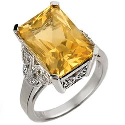 9.20 CTW Citrine & Diamond Ring 14K White Gold - REF-52F2N - 10941