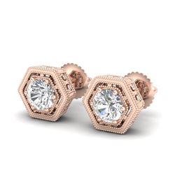 1.07 CTW VS/SI Diamond Solitaire Art Deco Stud Earrings 18K Rose Gold - REF-190H9A - 36900