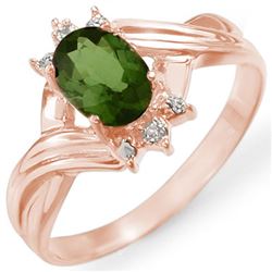 0.79 CTW Green Tourmaline & Diamond Ring 14K Rose Gold - REF-23Y8K - 11596