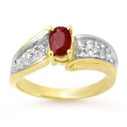 1.43 CTW Ruby & Diamond Ring 10K Yellow Gold - REF-46M4H - 13342
