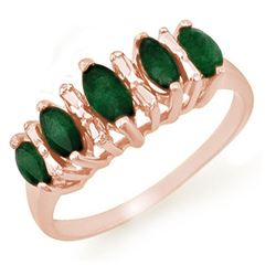 0.70 CTW Emerald Ring 10K Rose Gold - REF-17W6F - 12654