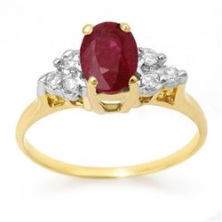 1.35 CTW Ruby & Diamond Ring 14K Yellow Gold - REF-26F4N - 13626