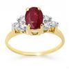1.35 CTW Ruby & Diamond Ring 14K Yellow Gold - REF-26F4N - 13626