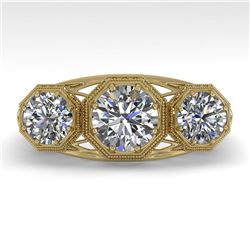 2 CTW Past Present Future VS/SI Diamond Ring 18K Yellow Gold - REF-421A6X - 36064