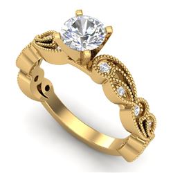 1.01 CTW VS/SI Diamond Solitaire Art Deco Ring 18K Yellow Gold - REF-218N2Y - 37318