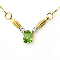 1.30 CTW Peridot & Diamond Necklace 10K Yellow Gold - REF-18K5W - 12631