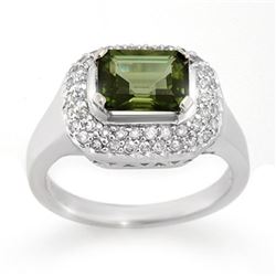 2.40 CTW Green Tourmaline & Diamond Ring 14K White Gold - REF-75F5N - 10625