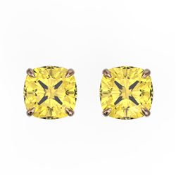 3 CTW Cushion Cut Citrine Designer Solitaire Stud Earrings 14K Rose Gold - REF-17H3A - 21737