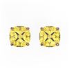 Image 1 : 3 CTW Cushion Cut Citrine Designer Solitaire Stud Earrings 14K Rose Gold - REF-17H3A - 21737