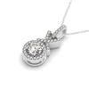 0.5 CTW Certified SI Diamond Solitaire Halo Necklace 14K White Gold - REF-57T3M - 30190