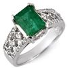 2.75 CTW Emerald & Diamond Ring 14K White Gold - REF-78A2X - 11181