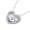 0.25 CTW Micro Pave VS/SI Diamond Heart Necklace 10K White Gold - REF-33T6M - 22649