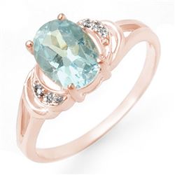 1.06 CTW Blue Topaz & Diamond Ring 14K Rose Gold - REF-19F8N - 12545