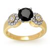1.90 CTW VS Certified Black & White Diamond Ring 14K Yellow Gold - REF-81A3X - 11861