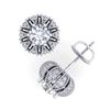 Image 4 : 2.01 CTW VS/SI Diamond Art Deco Micro Pave Stud Earrings 18K White Gold - REF-272W8F - 36995