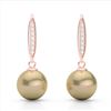 Image 1 : 0.18 CTW Micro Pave VS/SI Diamond & Golden Pearl Designer Earrings 14K Rose Gold - REF-30H9A - 22633