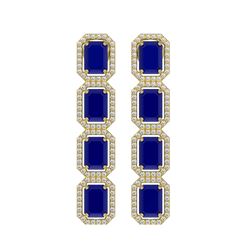 12.33 CTW Sapphire & Diamond Halo Earrings 10K Yellow Gold - REF-158K4W - 41434