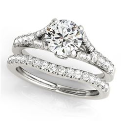 1.56 CTW Certified VS/SI Diamond Solitaire 2Pc Wedding Set 14K White Gold - REF-213A5X - 31748