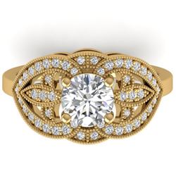 1.5 CTW Certified VS/SI Diamond Art Deco Micro Ring 14K Yellow Gold - REF-376A2X - 30512