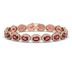 21.71 CTW Tourmaline & Diamond Halo Bracelet 10K Rose Gold - REF-338A9X - 40620