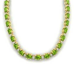 46.5 CTW Peridot & VS/SI Certified Diamond Eternity Necklace 10K Yellow Gold - REF-275K3W - 29430